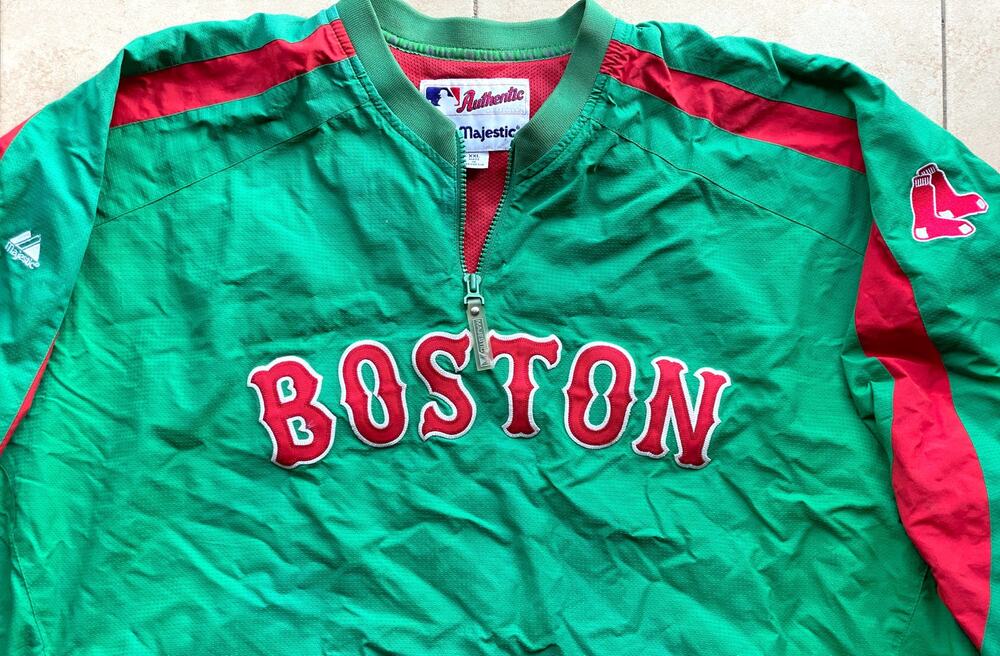 Boston Red Sox 2000s Majestic ST PATS Pullover jacket 2XL green Patrick MLB vtg